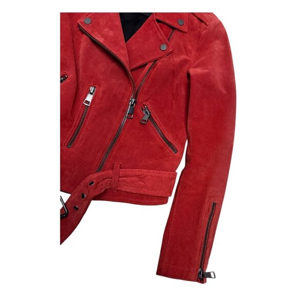 BAGATELLE Genuine LEATHER Red Biker Casual Bomber Jacket Womens XS - Picture 5 of 6